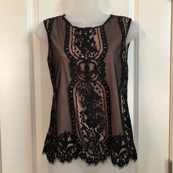 *HP* NWT Max Studio Sleeveless Lace Overlay Blouse - Picture 6 of 8